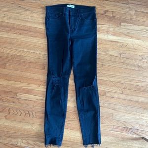Madewell high rise skinny jeans with distressed knees.